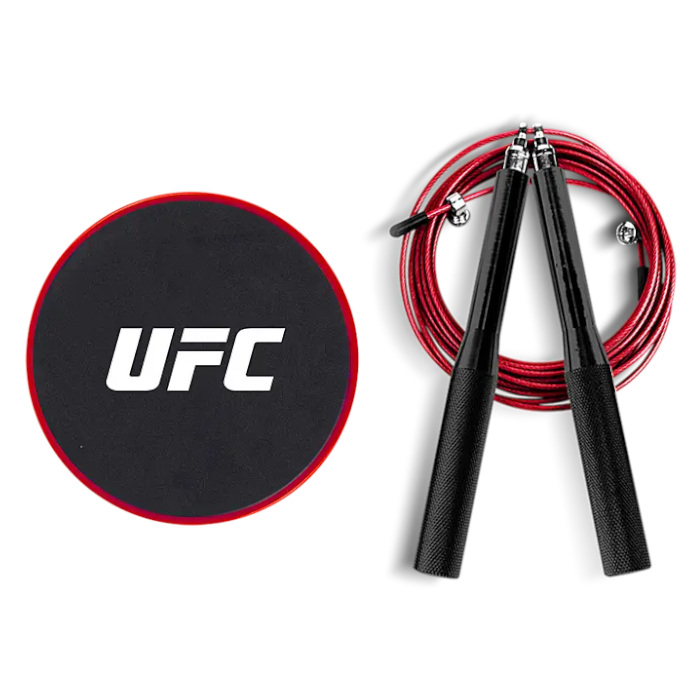 Набор UFC Скоростная скакалка и Слайдеры (черный/красный)