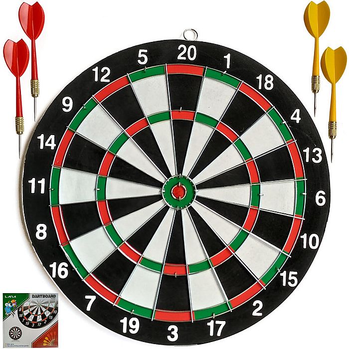 Набор для игры в дартс SPORTEX 12" в коробке (с дротиками) (черный/коричневый)