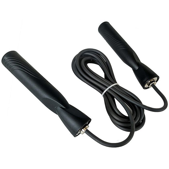 Скакалка SPORTEX ПВХ с подшипником 2,8 м, пластиковые ручки (черный)