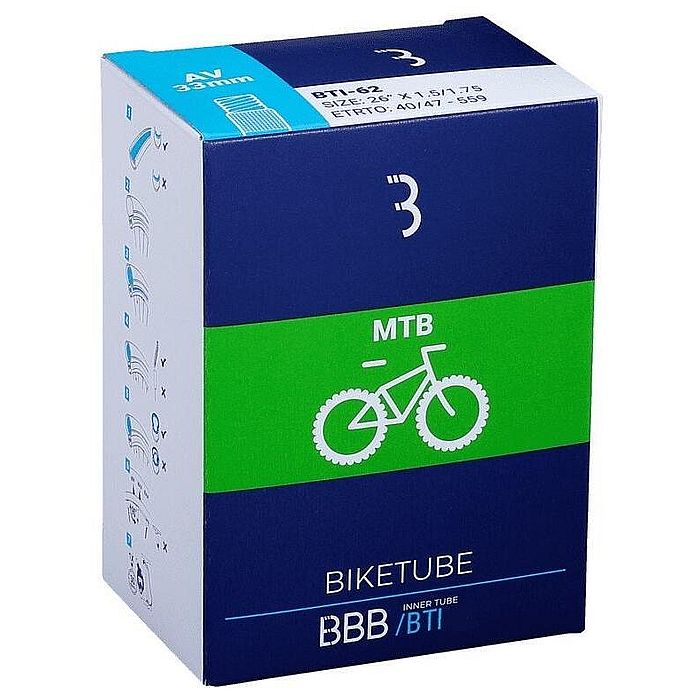 Велокамера BBB BikeTube 26" 1,75/2,35 AV 48 мм