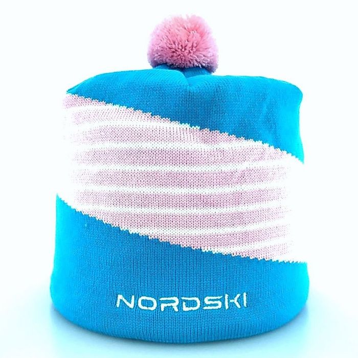 Шапка вязаная NORDSKI Line (голубой/розовый)