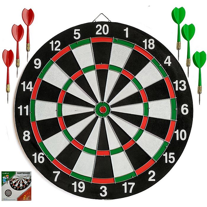 Набор для игры в дартс SPORTEX 15" в коробке (с дротиками) (черный/коричневый)