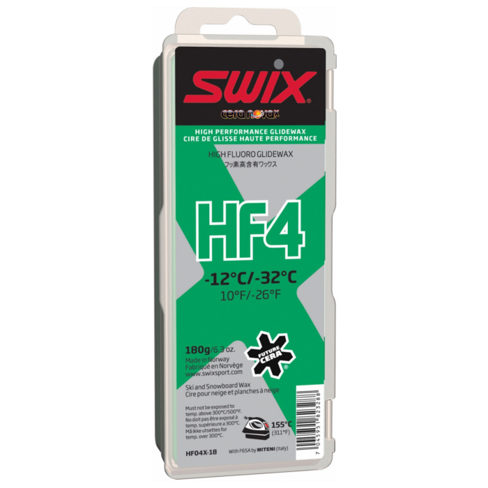 Парафин высокофтористый SWIX HF4X Green (-12°С -32°С) 180 г.