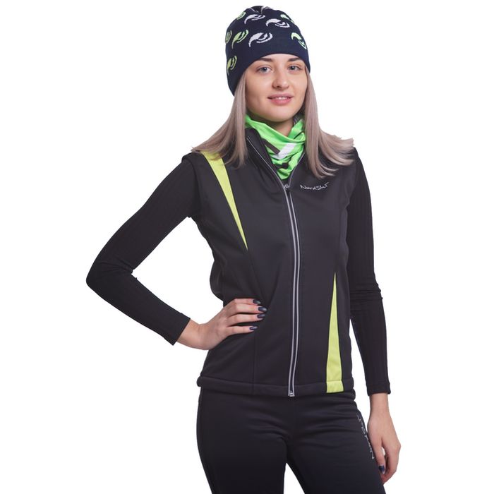 Жилет разминочный женский NORDSKI Active (черный/зеленый)