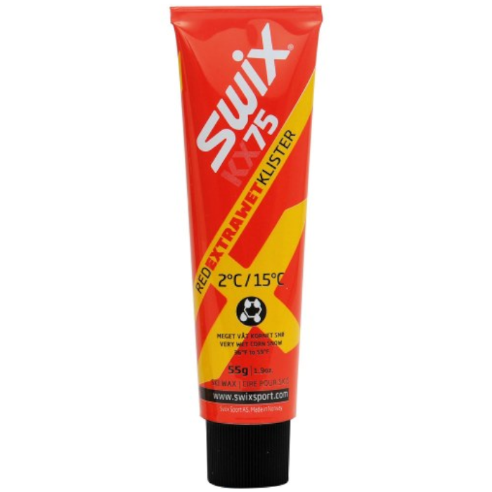 Мазь держания, жидкая SWIX KX75 Red Extra Wet klister (со скребком) (+2°С +15°С) 55 г.
