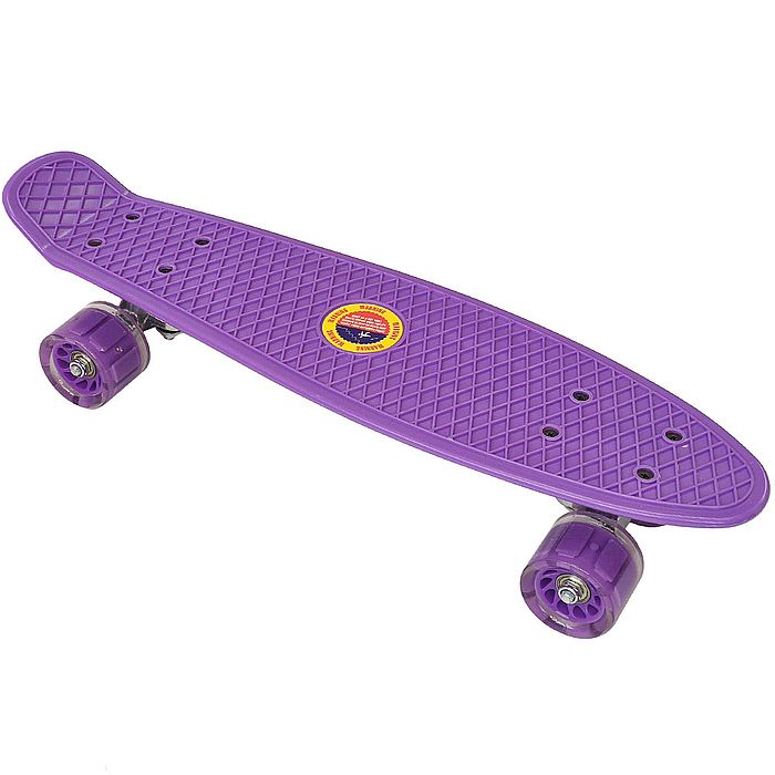 Пенни борд (скейт детский) SPORTEX SK50X (22" 56x15 см), свет. колеса (фиолетовый)