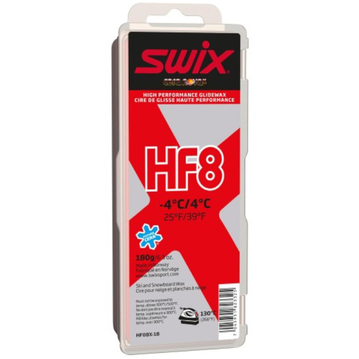 Парафин высокофтористый SWIX HF8X Red (+4°С -4°С) 180 г.