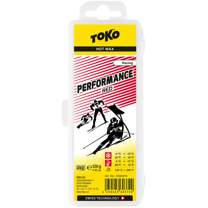 Парафин низкофтористый TOKO Racing Performance Red (-4°С -12°С) 120 г.