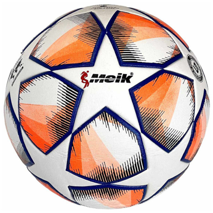 Мяч футбольный MEIK (4-слоя, ТPU 3.0, 430 гр., термосшивка) (белый/розовый)