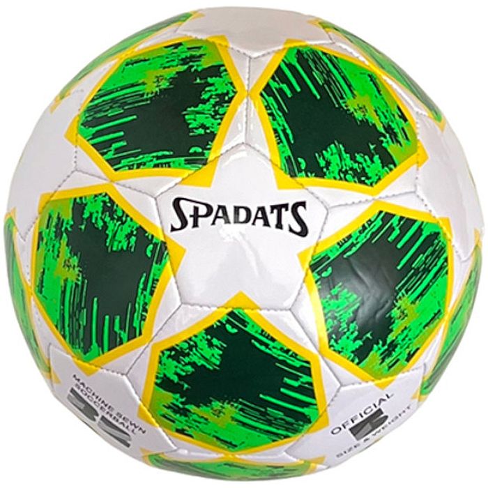 Мяч футбольный SPADATS SP-505 (3-слоя, PU 3.6, 450 гр., машинная сшивка) (белый/зеленый)