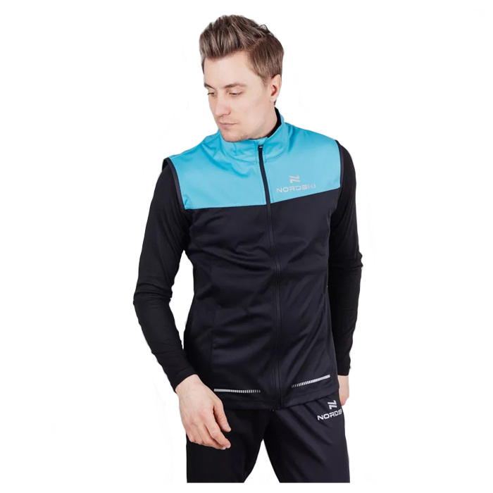 Жилет разминочный NORDSKI Pro Breeze (голубой/черный)