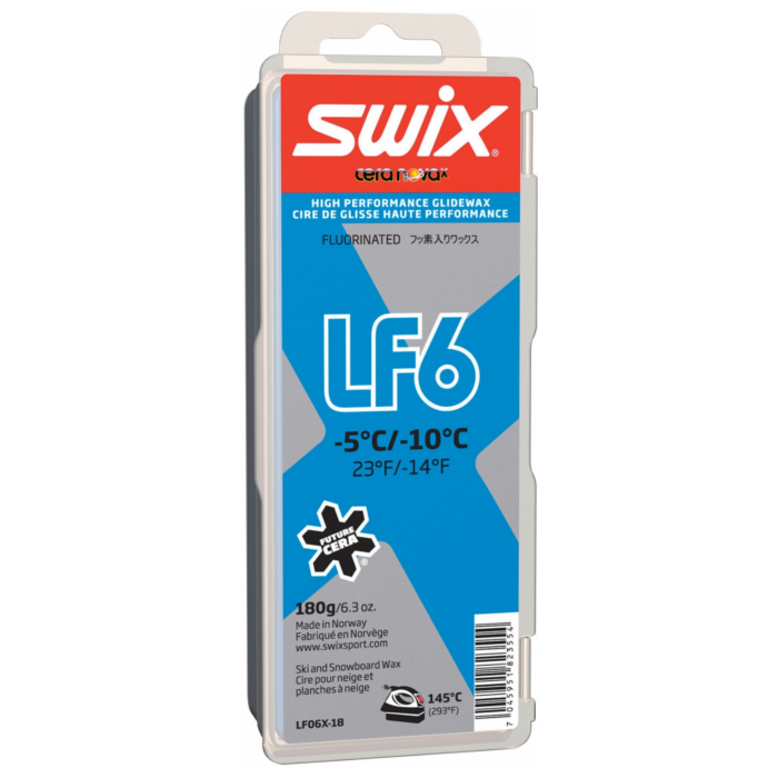 Парафин низкофтористый SWIX LF6X Blue (-5°С -10°С) 180 г.