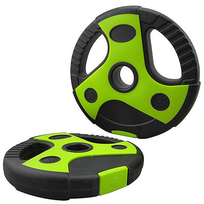 Диск для штанги SPORTEX пластиковый/цемент (d 26 мм.) 1,25 кг. (черный/зеленый)
