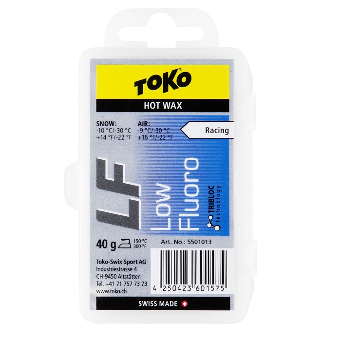 Парафин низкофтористый TOKO LF Hot Wax Blue (-10°С -30°С) 40 г.