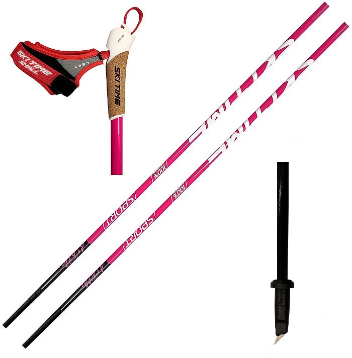 Лыжероллерные палки SKI TIME (22553) Sport E.Valbe (Карбон 100%) (розовый)
