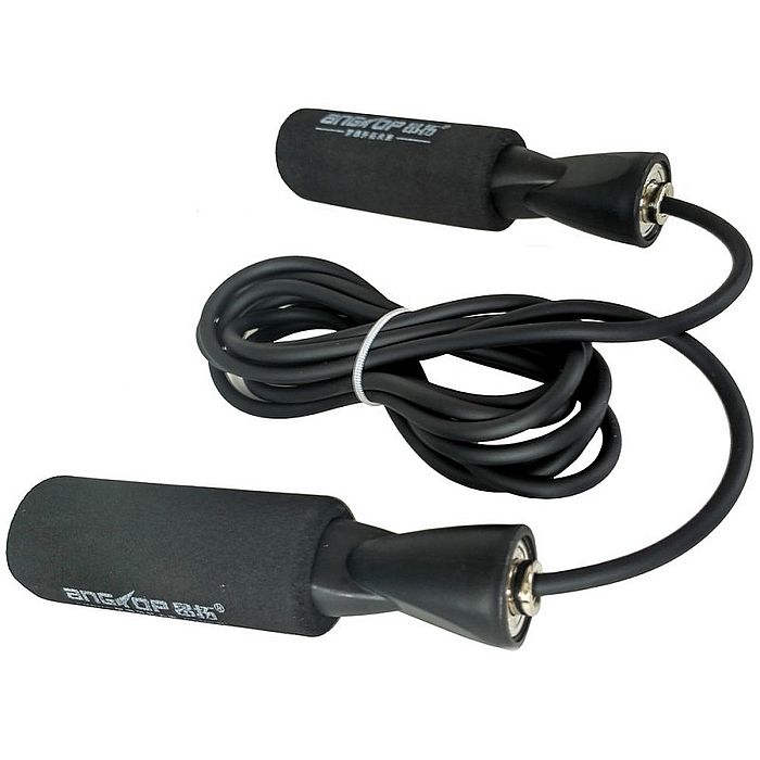 Скакалка SPORTEX ПВХ с подшипником 2,8 м, мягкие ручки (черный)