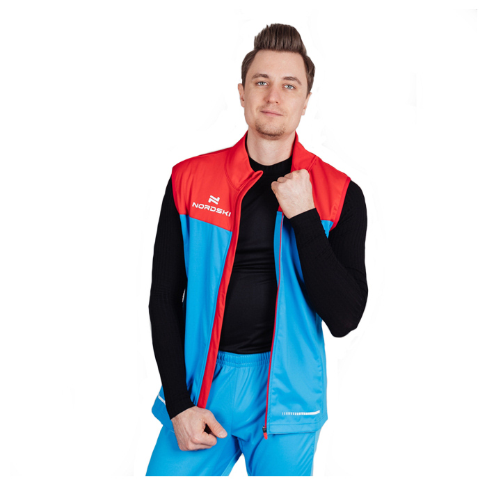 Жилет разминочный NORDSKI Pro Rus (голубой/красный)