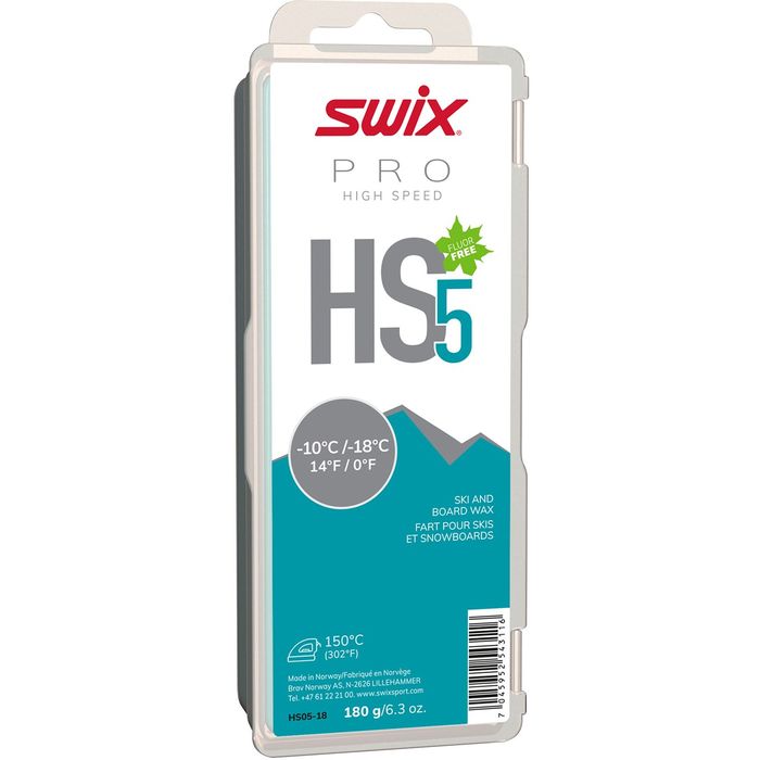 Парафин углеводородный SWIX HS5 Turquoise (-10°С -18°С) 900 г. (5х180 г.)