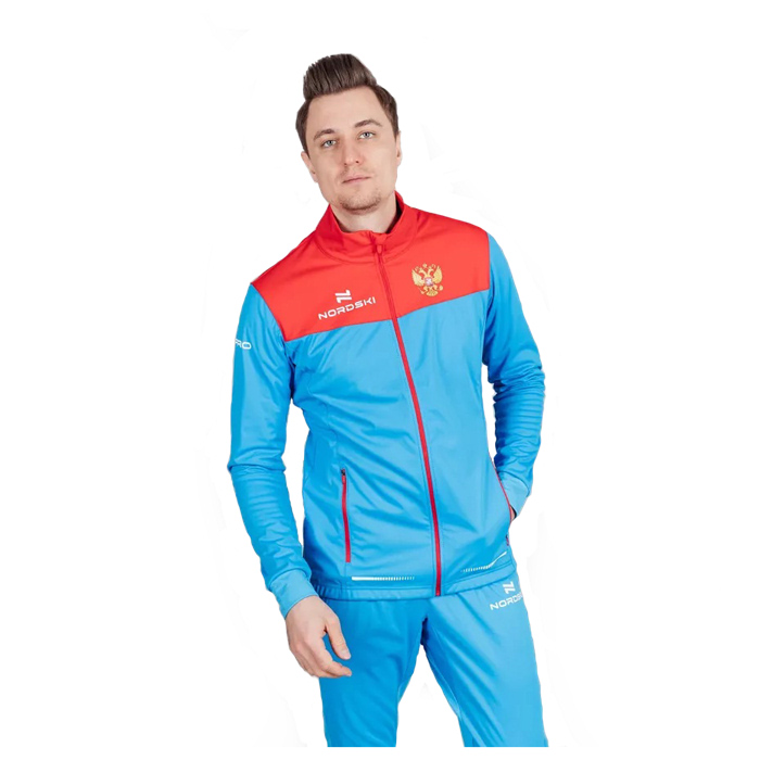 Куртка разминочная NORDSKI Pro Rus (красный/голубой)