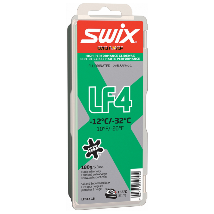 Парафин низкофтористый SWIX LF4X Green (-12°С -32°С) 180 г.