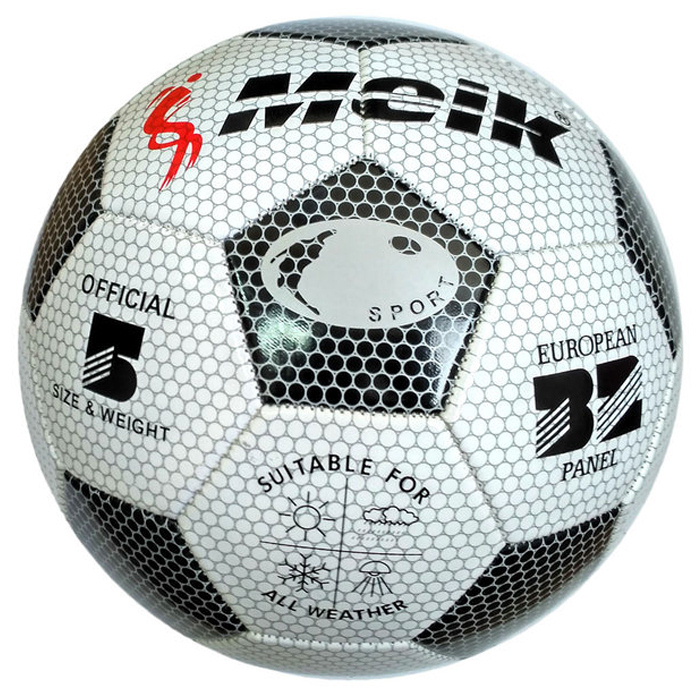 Мяч футбольный MEIK 3009 (3-сл., PVC 1.6, 300 гр. маш. сш.) (черный/белый)
