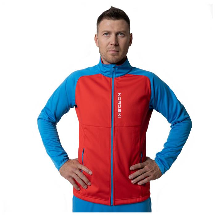 Куртка разминочная NORDSKI Premium (голубой/красный)