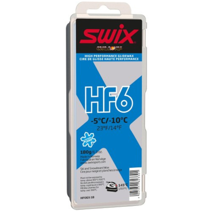 Парафин высокофтористый SWIX HF6X Blue (-5°С -10°С) 180 г.