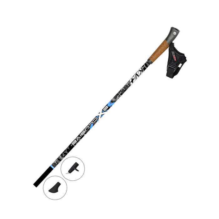 Палки для скандин. ходьбы KV+ (9W08) EXCLUSIVE Clip Nordic Walking pole (Карбон 80%) (черный)