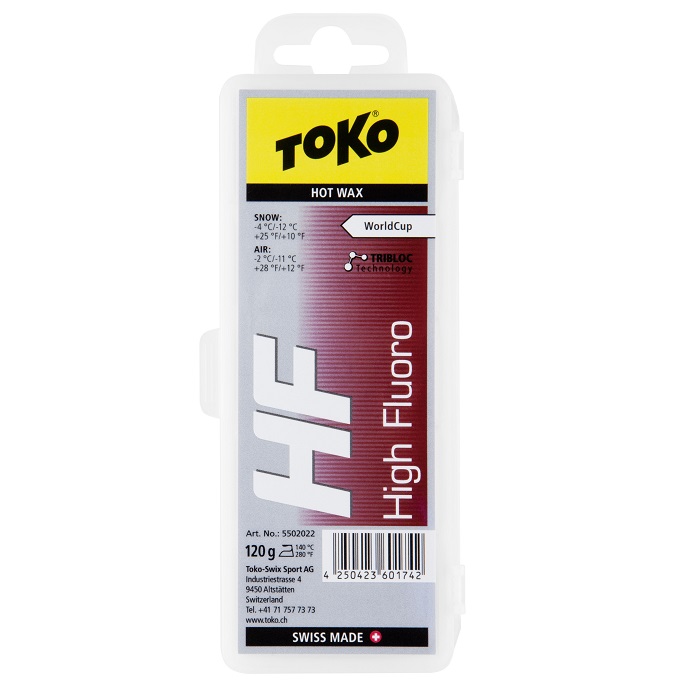 Парафин высокофтористый TOKO HF Tribloc Red (-4°С -12°С) 120 г.