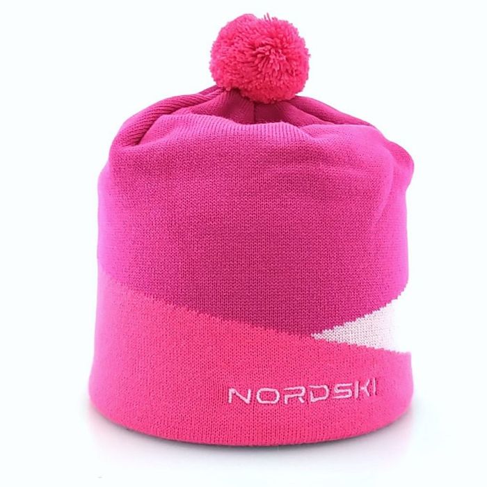 Шапка вязаная NORDSKI Line (розовый/белый)