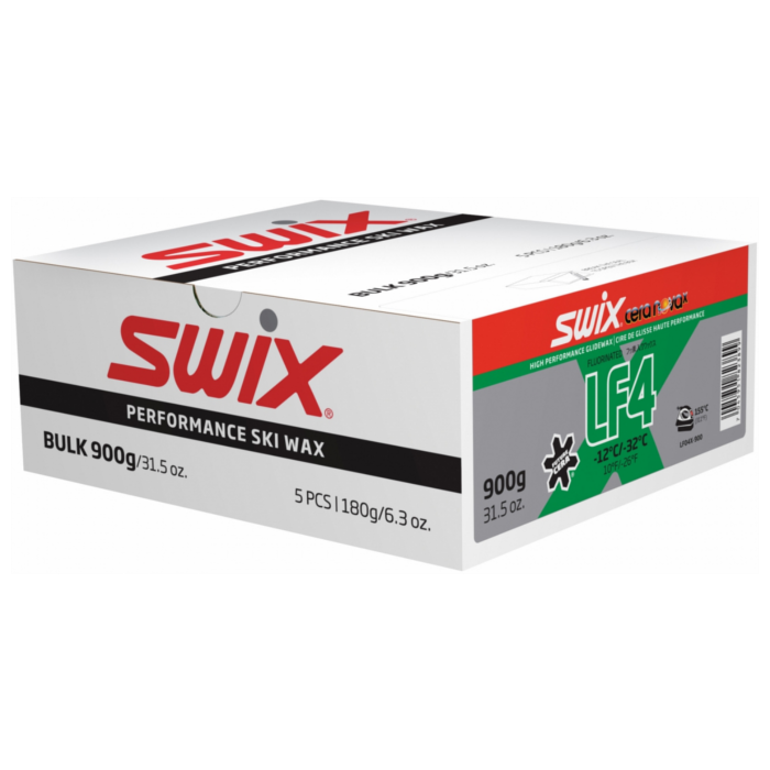 Парафин низкофтористый SWIX LF4X Green (-12°С -32°С) 900 г. (5х180 г.)