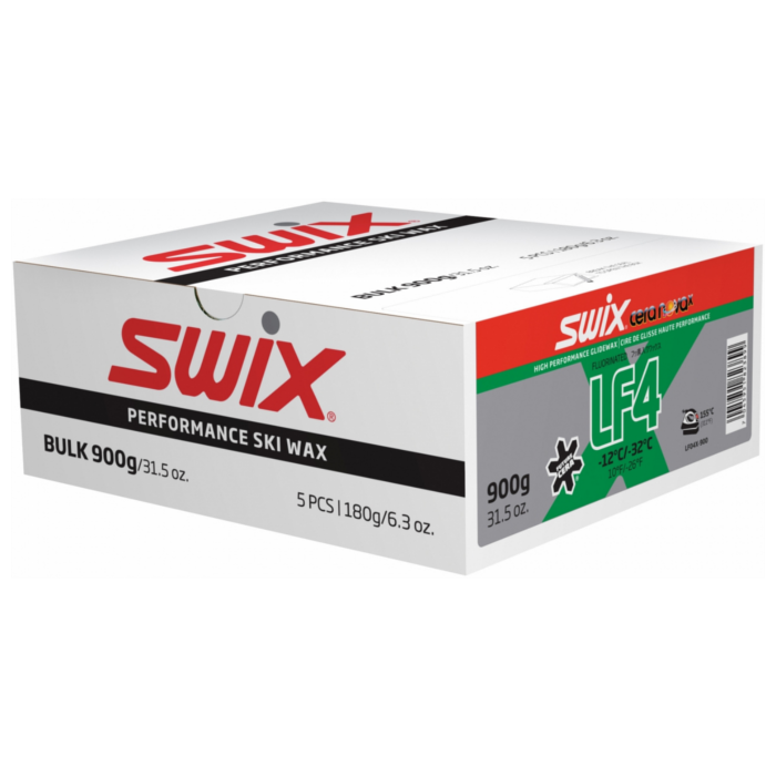 Парафин низкофтористый SWIX LF4X Green (-12°С -32°С) 5х180 г.