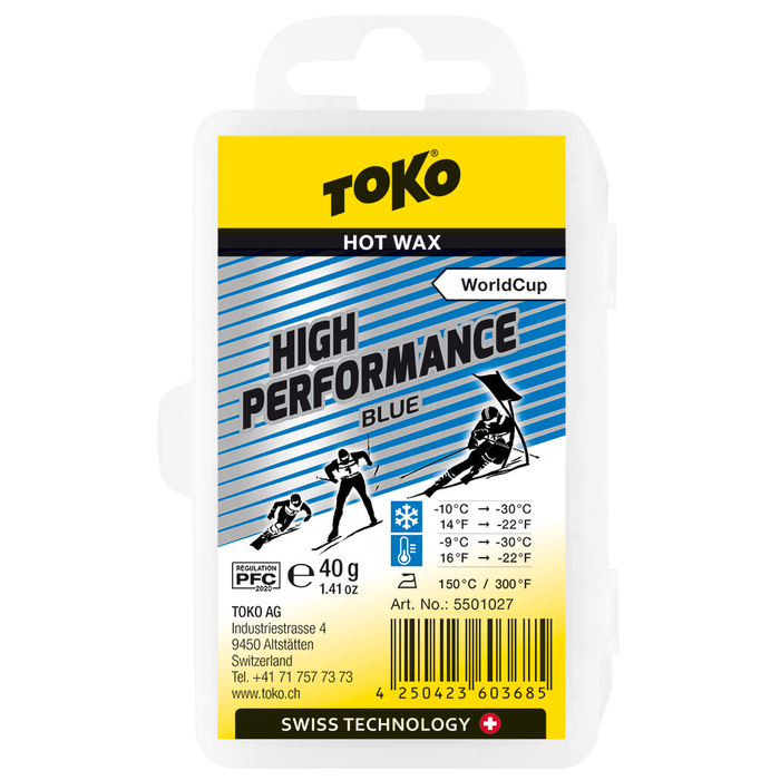 Парафин высокофтористый TOKO High Performance blue (-10°С -30°С) 40 г.