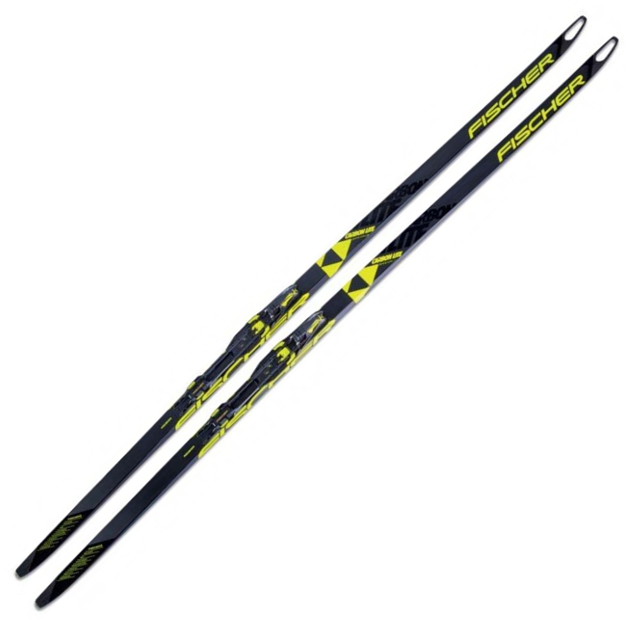 Лыжи беговые FISCHER Carbon SK H-Plus Stiff Hole IFP (черный/желтый)