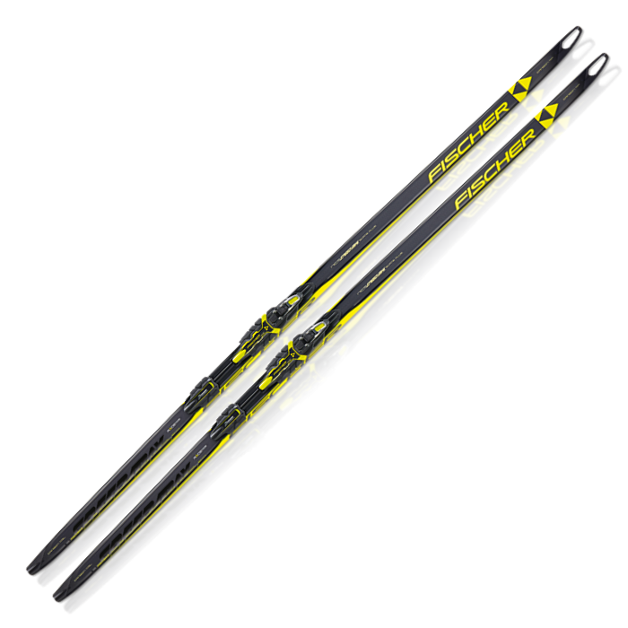 Лыжи беговые FISCHER Carbon SK H-Plus Med Hole (черный/желтый)