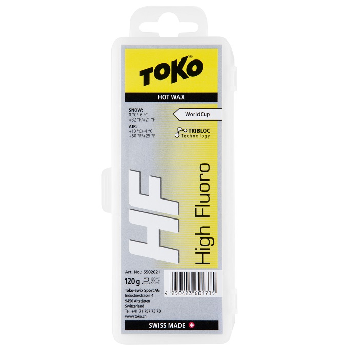 Парафин высокофтористый TOKO HF Tribloc Yellow (0°С -6°С) 120 г.