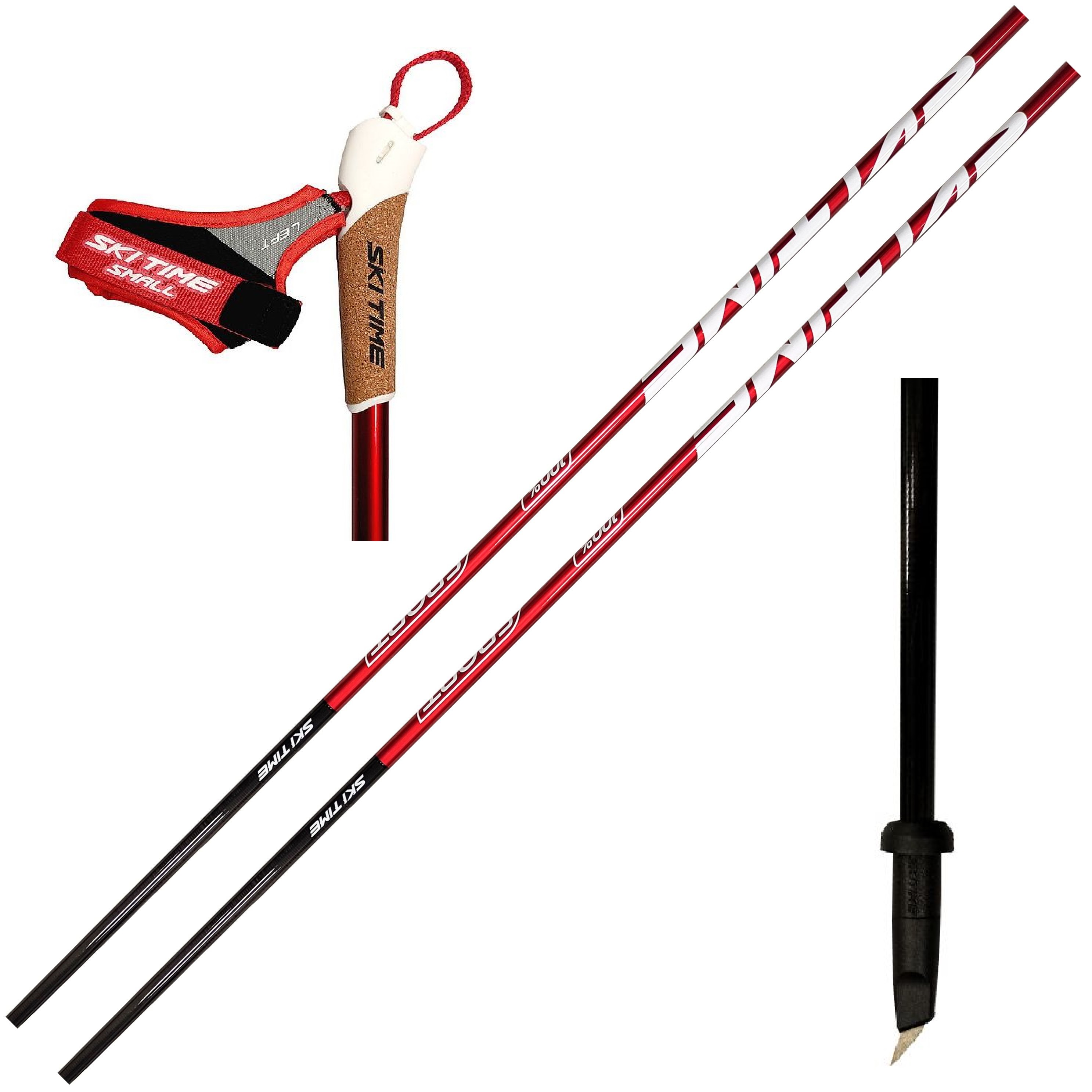 Лыжероллерные палки SKI TIME (22552) Sport (Карбон 100%) (красный/черный)