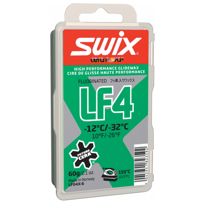 Парафин низкофтористый SWIX LF4X Green (-12°С -32°С) 60 г.