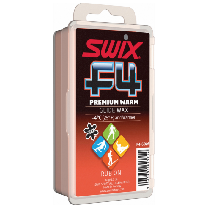 Парафин низкофтористый SWIX F4 ("теплый" фторсодержащий парафин, с пробкой, N)  60 г.