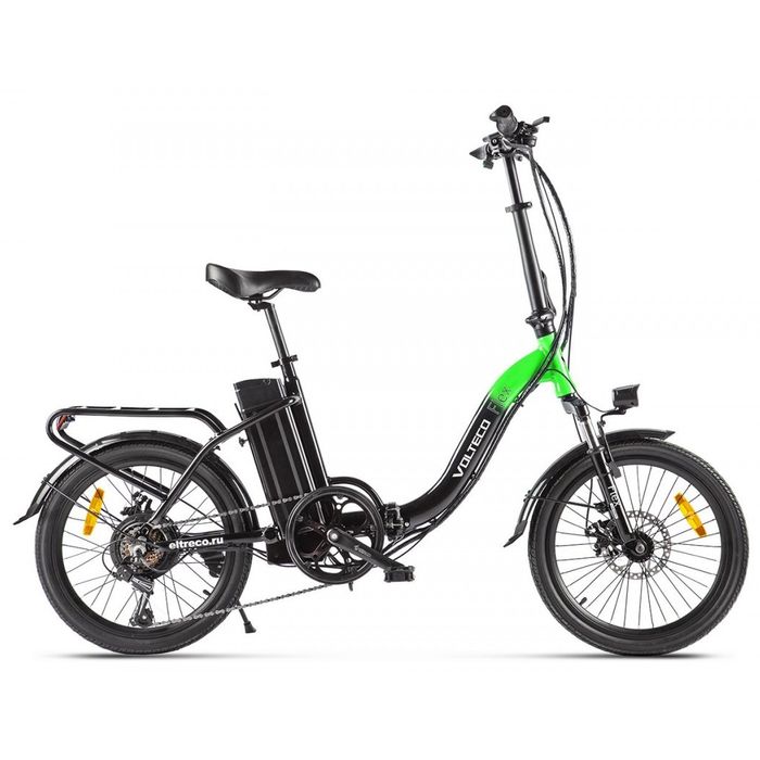 Электровелосипед VOLTECO FLEX 250 Wh (черный/зеленый) (2020)