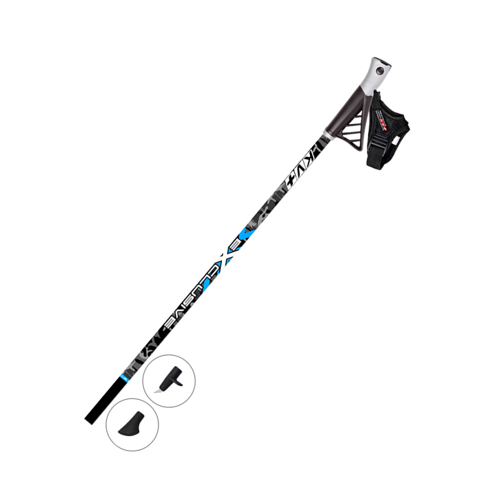 Палки для скандин. ходьбы KV+ (9W08EC) EXCLUSIVE Ergo Clip Nordic Walking pole (Карбон 80%) (черный)