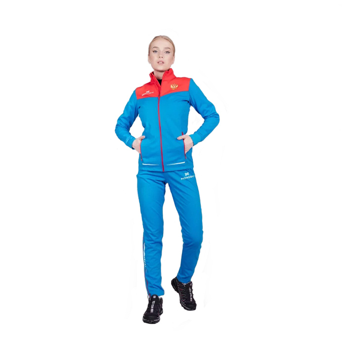 Куртка разминочная женская NORDSKI Pro Rus (красный/голубой)