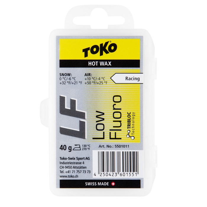 Парафин низкофтористый TOKO LF Hot Wax Yellow (0°С -6°С) 40 г.