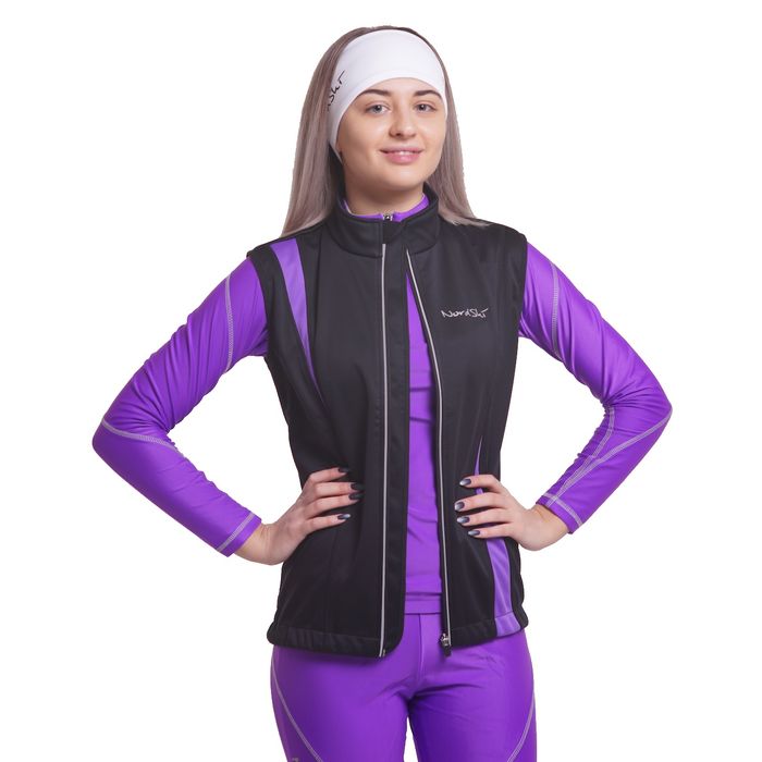 Жилет разминочный женский NORDSKI Active (черный/фиолетовый)