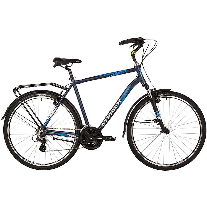 Велосипед STINGER Horizont STD 28", Al, V-Brake, 21-Speed (синий) (2021)