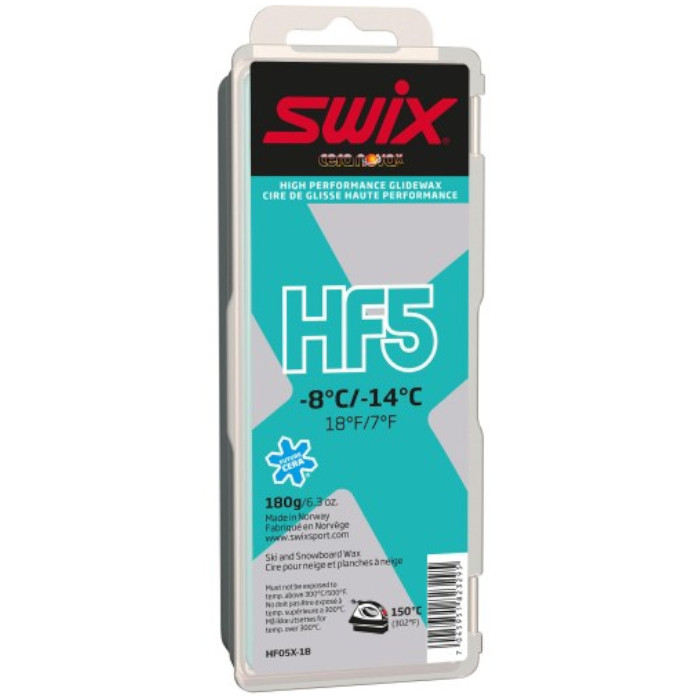 Парафин высокофтористый SWIX HF5X Turquoise (-8°С -14°С) 180 г.