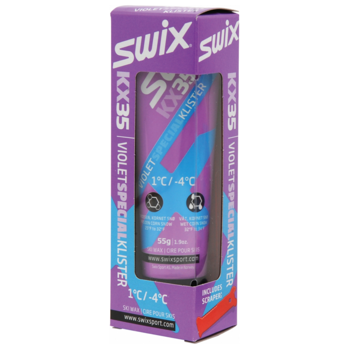 Мазь держания, жидкая SWIX KX35 Fiolet/Spesial Klister (со скребком) (+1°С -4°С) 55 г.