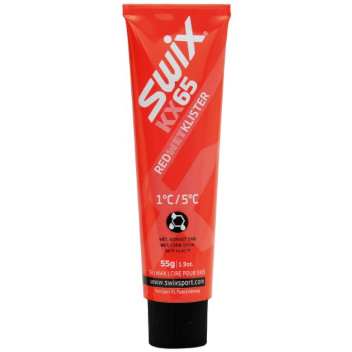 Мазь держания, жидкая SWIX KX65 Red klister (со скребком) (+1 С +5°С) 55 г.