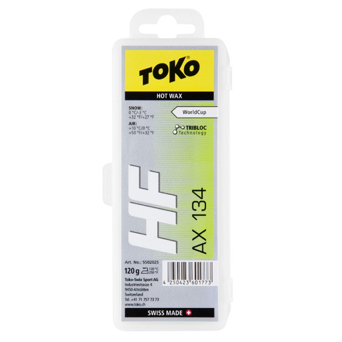 Парафин высокофтористый TOKO HF Hot Wax AX134 (0°С -3°С) 120 г.
