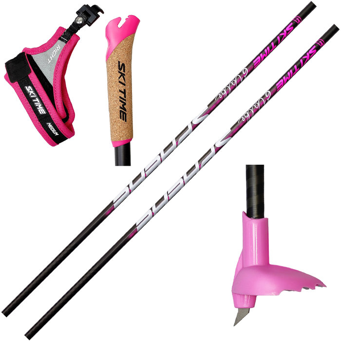 Лыжные палки SKI TIME New Sphere Triac HM (Карбон 100%) (черный/розовый)
